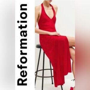 - Reformation Dress - Meral Satin Dress Red L $248